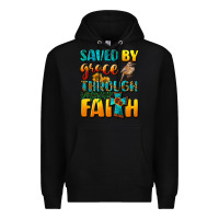 Black saved by grace through faith Premium Hoodie - NancyCooperArtShop