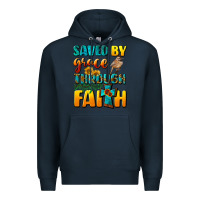 Navy saved by grace through faith Premium Hoodie - NancyCooperArtShop