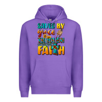 Purple saved by grace through faith Premium Hoodie - NancyCooperArtShop