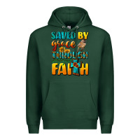 Sports Green saved by grace through faith Premium Hoodie - NancyCooperArtShop