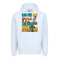 White saved by grace through faith Premium Hoodie - NancyCooperArtShop