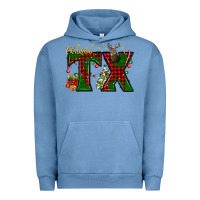 Pigment Pebble Blue Christmas Texas With Deer Urban Hoodie - BundleAndBundleShop