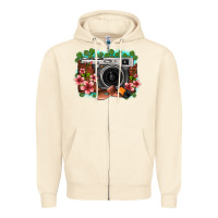 Sandshell floral lotus leaf film roll vintage camera Zipper Hoodie - FaDigitalArtStudio