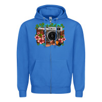 True Royal floral lotus leaf film roll vintage camera Zipper Hoodie - FaDigitalArtStudio