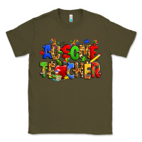 Army Green ausome autism teacher Classic Tee - Zillion Design Studio