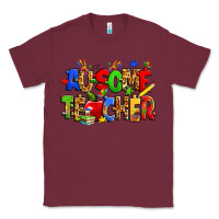 Burgundy ausome autism teacher Classic Tee - Zillion Design Studio