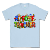 Dusty Blue ausome autism teacher Classic Tee - Zillion Design Studio