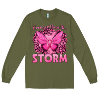 Army Green Stronger Than The Storm Breast Cancer Long Sleeve Tee - texasbilliewilder