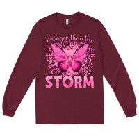 Burgundy Stronger Than The Storm Breast Cancer Long Sleeve Tee - texasbilliewilder