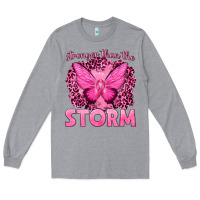 Heather Grey Stronger Than The Storm Breast Cancer Long Sleeve Tee - texasbilliewilder