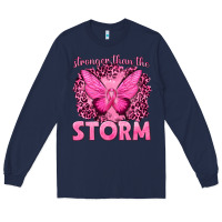 Navy Stronger Than The Storm Breast Cancer Long Sleeve Tee - texasbilliewilder
