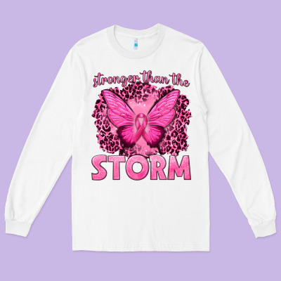 Stronger Than The Storm Breast Cancer Long Sleeve Tee Designed By Texasbilliewilder