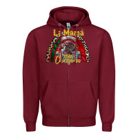 Burgundy la mama mas chingona Zipper Hoodie - RacoonDesign