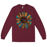 Burgundy fall tooled lather leopard Long Sleeve Tee - RanaPortraitStore