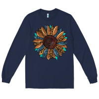 Navy fall tooled lather leopard Long Sleeve Tee - RanaPortraitStore
