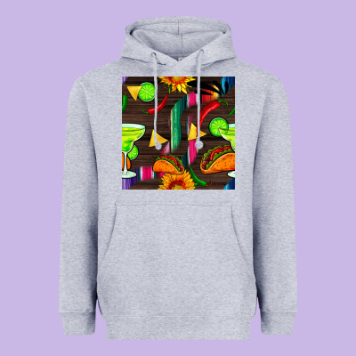 Margarita And Taco Seamless Pattern Heavyweight Hoodie Designed By Bundleandbundleshop
