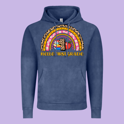 Back To School Rainbow Hello First Grade Vintage Hoodie Designed By Adodesignshop