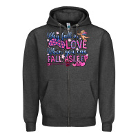 Charcoal Heather why fall in love when you can fall asleep Zipper Hoodie - OliviaCreatesArt