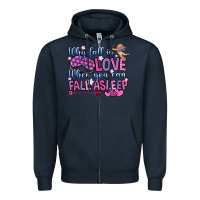 Navy why fall in love when you can fall asleep Zipper Hoodie - OliviaCreatesArt