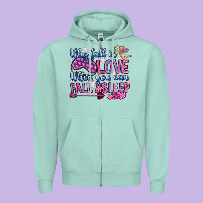 Why Fall In Love When You Can Fall Asleep Zipper Hoodie Designed By Oliviacreatesart