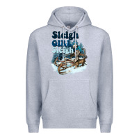 Heather Grey sleigh girl sleigh skeleton Premium Hoodie - NancyCooperArtShop