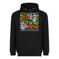Black sugar skull seamless pattern Heavyweight Hoodie - BundleAndBundleShop