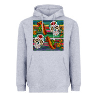 Heather Grey sugar skull seamless pattern Heavyweight Hoodie - BundleAndBundleShop