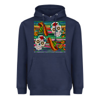 Navy sugar skull seamless pattern Heavyweight Hoodie - BundleAndBundleShop