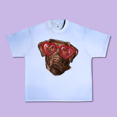 Urban Heavy Tee labrador retriever with love glass