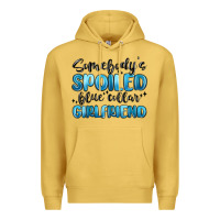 Antique Gold somebodys spoiled blue collar girlfriend Premium Hoodie - MaliasSmallBusiness