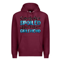 Burgundy somebodys spoiled blue collar girlfriend Premium Hoodie - MaliasSmallBusiness