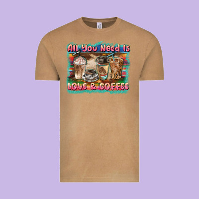 All You Need Is Love & Coffee Vintage Tee Designed By Barkaloodesign