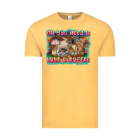 Vintage Mustard all you need is love & coffee Vintage Tee - BarkalooDesign