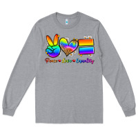 Heather Grey peace love equality Long Sleeve Tee - Zillion Design Studio