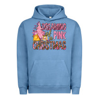 Pigment Pebble Blue Dreaming Of A Pink Christmas Urban Hoodie - BundleAndBundleShop