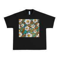 Black Leopard And Tiger Daisy Urban Heavy Tee - RanaPortraitStore