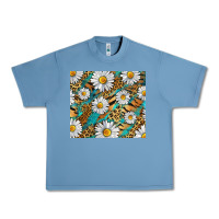 Pebble Blue Leopard And Tiger Daisy Urban Heavy Tee - RanaPortraitStore