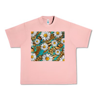 Salmon Leopard And Tiger Daisy Urban Heavy Tee - RanaPortraitStore