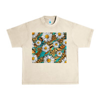 Sandshell Leopard And Tiger Daisy Urban Heavy Tee - RanaPortraitStore