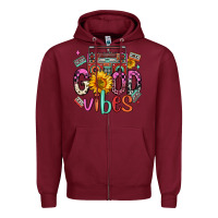 Burgundy good vibes cassette boombox Zipper Hoodie - FaDigitalArtStudio