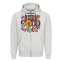 Dove Grey good vibes cassette boombox Zipper Hoodie - FaDigitalArtStudio