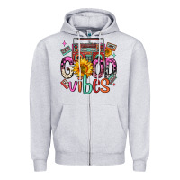 Heather Grey good vibes cassette boombox Zipper Hoodie - FaDigitalArtStudio