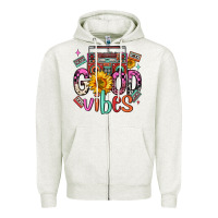 Oatmeal Heather good vibes cassette boombox Zipper Hoodie - FaDigitalArtStudio