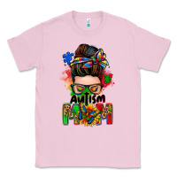 Bubblegum Pink autism mom messy bun Classic Tee - Zillion Design Studio