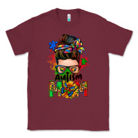 Burgundy autism mom messy bun Classic Tee - Zillion Design Studio