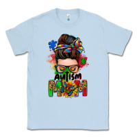 Dusty Blue autism mom messy bun Classic Tee - Zillion Design Studio