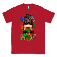 Red autism mom messy bun Classic Tee - Zillion Design Studio
