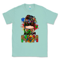Seafoam autism mom messy bun Classic Tee - Zillion Design Studio