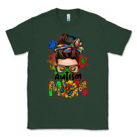 Sports Green autism mom messy bun Classic Tee - Zillion Design Studio