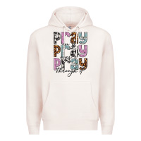 Pale Pink pray on it pray over it pray through it Premium Hoodie - NancyCooperArtShop